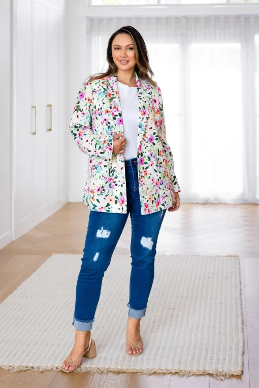 Tammy Linen Blend Blazer in Rose Fleur