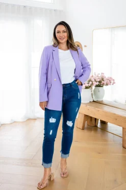 Tammy Linen Blend Blazer in Lavender