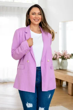 Tammy Linen Blend Blazer in Berry