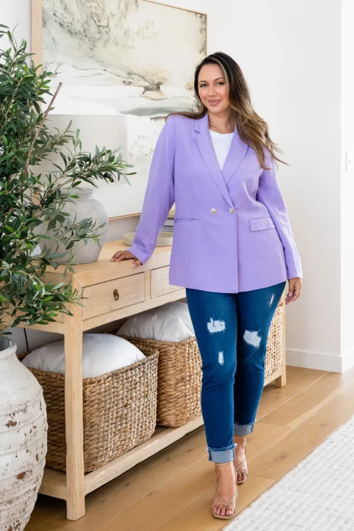Tammy Linen Blend Blazer in Lavender