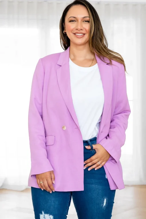 Tammy Linen Blend Blazer in Berry