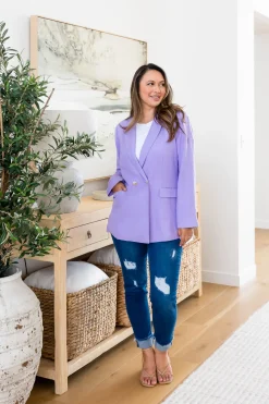 Tammy Linen Blend Blazer in Lavender