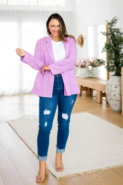 Tammy Linen Blend Blazer in Berry