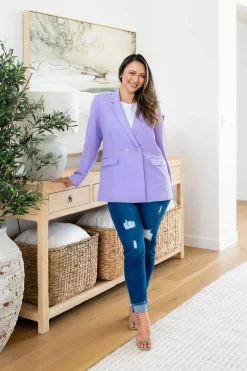 Tammy Linen Blend Blazer in Lavender