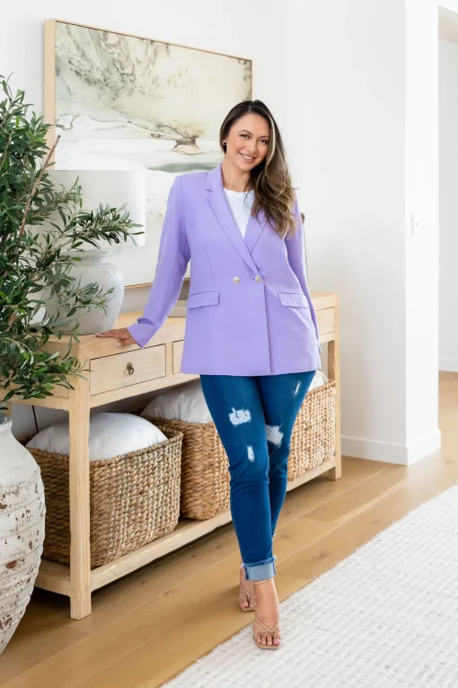 Tammy Linen Blend Blazer in Lavender