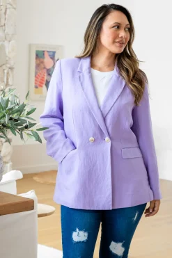Tammy Linen Blend Blazer in Lavender