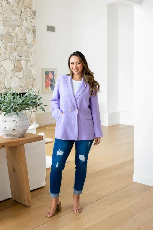 Tammy Linen Blend Blazer in Lavender