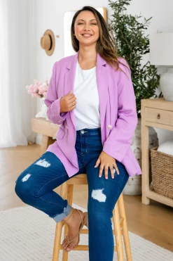 Tammy Linen Blend Blazer in Berry