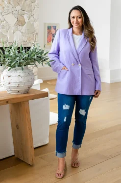 Tammy Linen Blend Blazer in Lavender