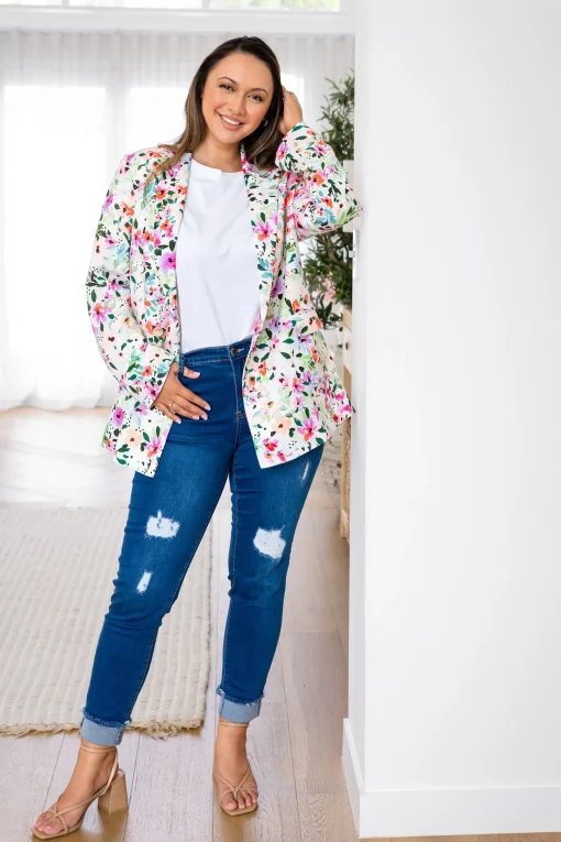 Tammy Linen Blend Blazer in Rose Fleur