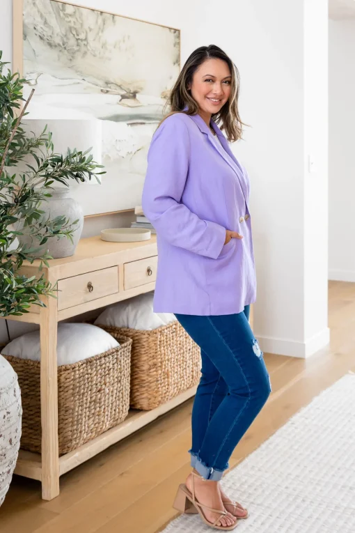 Tammy Linen Blend Blazer in Lavender