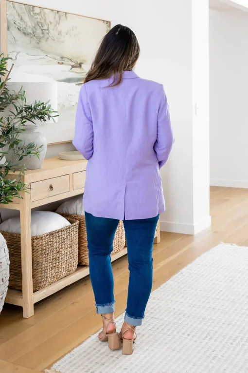Tammy Linen Blend Blazer in Lavender