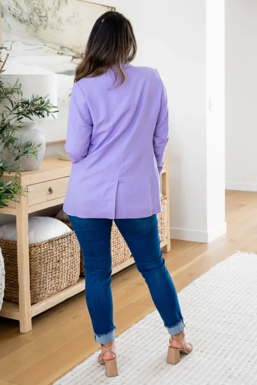 Tammy Linen Blend Blazer in Lavender