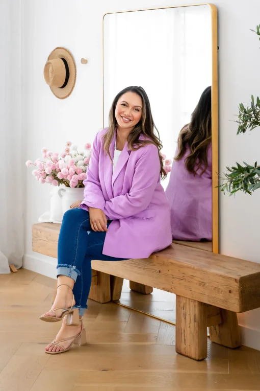 Tammy Linen Blend Blazer in Berry