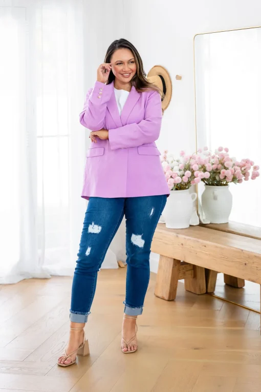Tammy Linen Blend Blazer in Berry