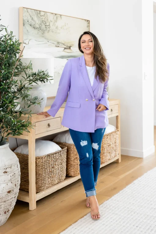 Tammy Linen Blend Blazer in Lavender