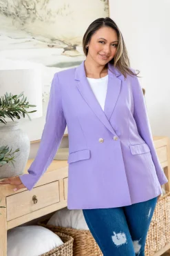 Tammy Linen Blend Blazer in Lavender