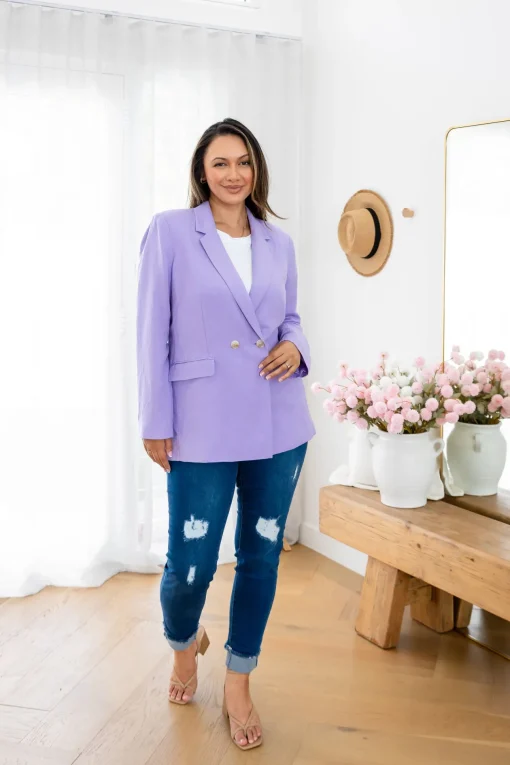 Tammy Linen Blend Blazer in Lavender