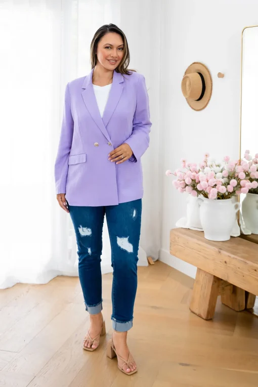 Tammy Linen Blend Blazer in Lavender