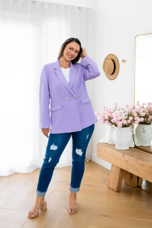 Tammy Linen Blend Blazer in Lavender