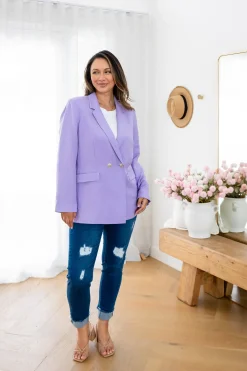 Tammy Linen Blend Blazer in Lavender