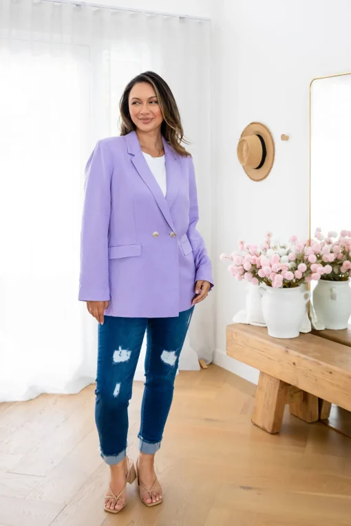 Tammy Linen Blend Blazer in Lavender