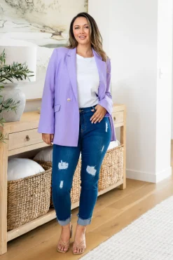 Tammy Linen Blend Blazer in Lavender