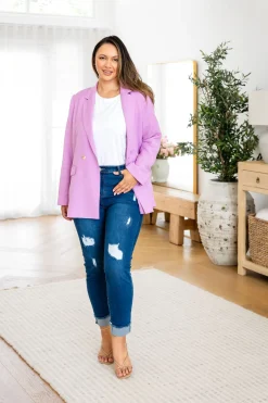 Tammy Linen Blend Blazer in Berry
