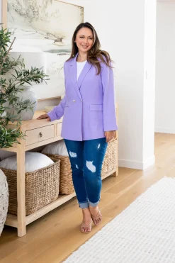 Tammy Linen Blend Blazer in Lavender