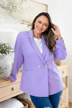 Tammy Linen Blend Blazer in Lavender