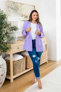 Tammy Linen Blend Blazer in Lavender