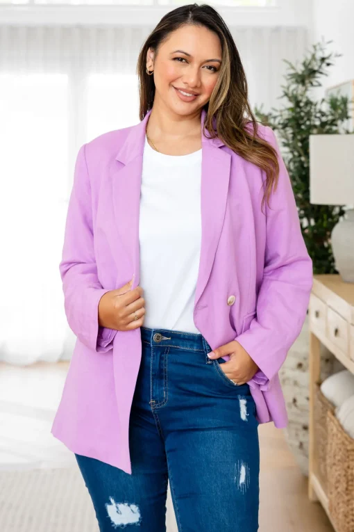 Tammy Linen Blend Blazer in Berry