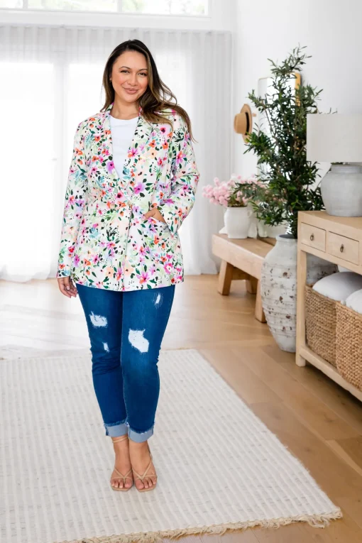 Tammy Linen Blend Blazer in Rose Fleur