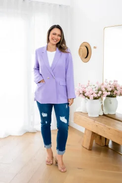Tammy Linen Blend Blazer in Lavender