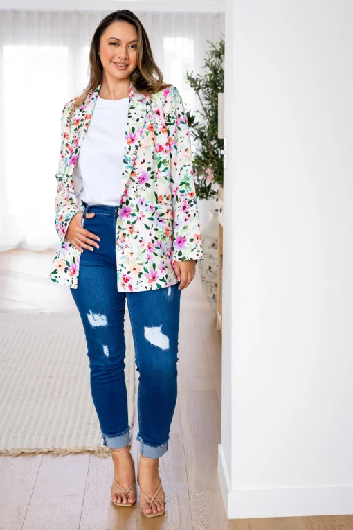 Tammy Linen Blend Blazer in Rose Fleur
