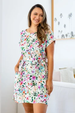Tee Linen Blend Dress in Rose Fleur