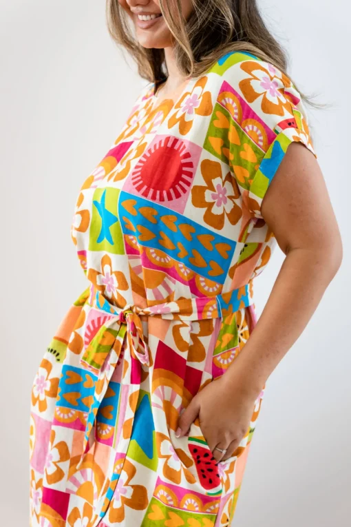 Tee Linen Blend Dress in Summer Crush