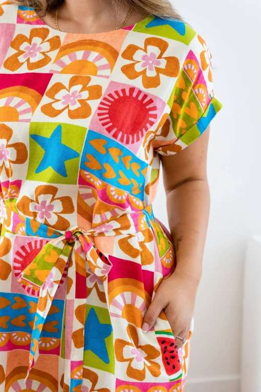 Tee Linen Blend Dress in Summer Crush