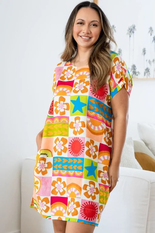 Tee Linen Blend Dress in Summer Crush