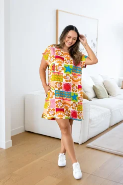 Tee Linen Blend Dress in Summer Crush