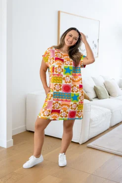 Tee Linen Blend Dress in Summer Crush