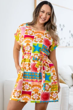 Tee Linen Blend Dress in Summer Crush