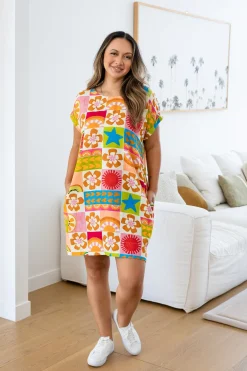 Tee Linen Blend Dress in Summer Crush