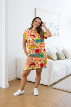 Tee Linen Blend Dress in Summer Crush