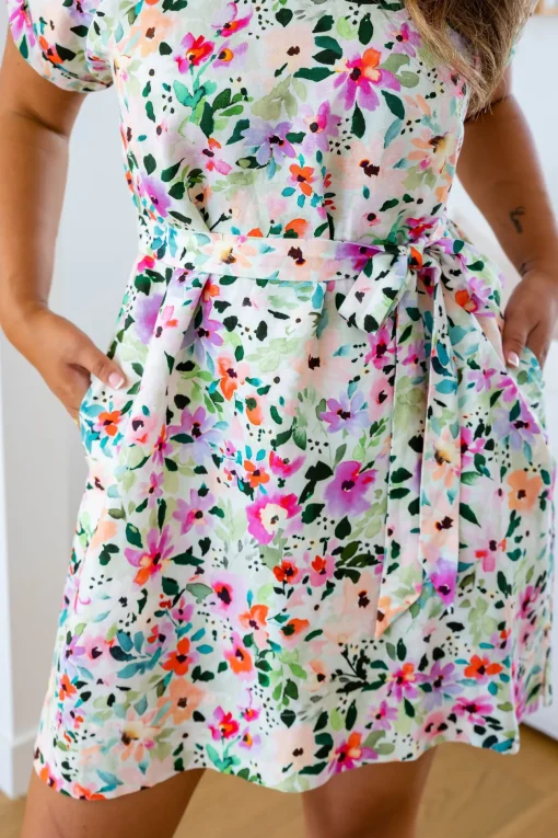 Tee Linen Blend Dress in Rose Fleur