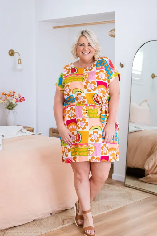 Tee Linen Blend Dress in Summer Crush