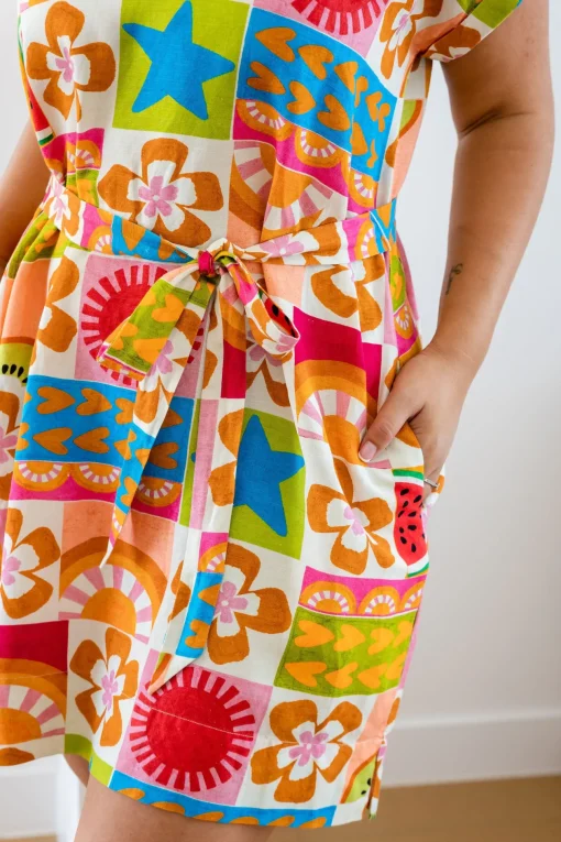 Tee Linen Blend Dress in Summer Crush