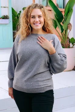 Twinkle Embellished Knit in Grey