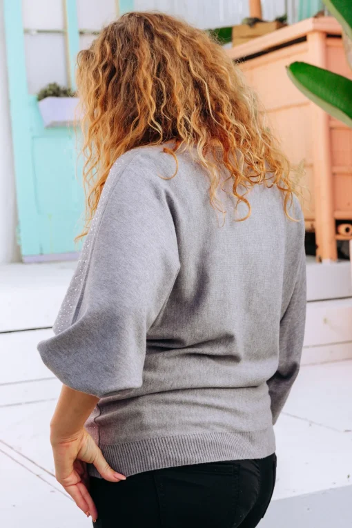 Twinkle Embellished Knit in Grey