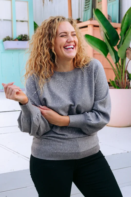 Twinkle Embellished Knit in Grey